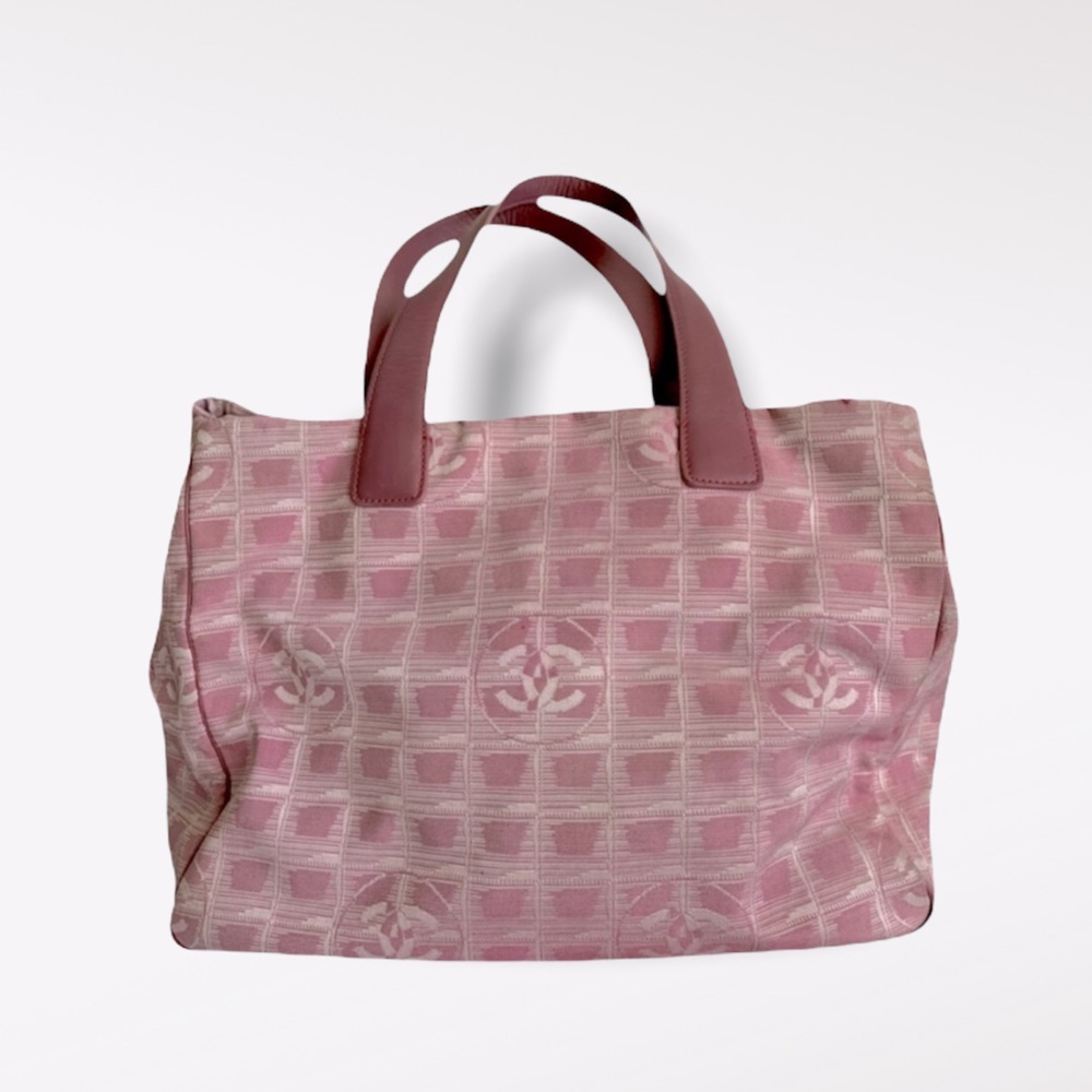 Chanel Pink Nylon CC Logo Travel Line Bag